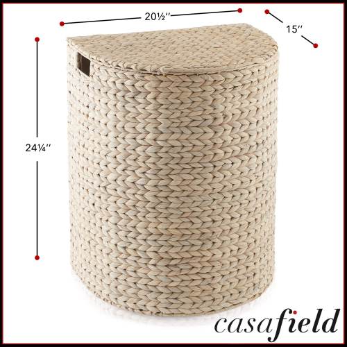 Half Moon Laundry Hamper Basket w Lid and Removable Liner for Clothes