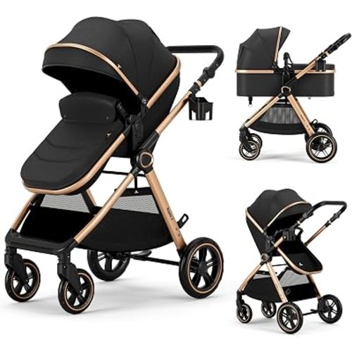 Accombe 2-in-1 Convertible Baby Stroller for Newborn to Toddler