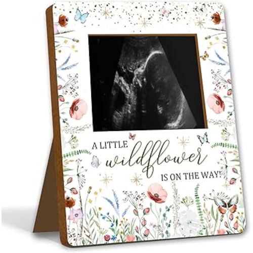 ALodr Wildflower Baby Shower Decorations, Baby Shower Sign Picture Frame, WildFlower Party Decor for Gender Reveal, Pregnancy Milestone Keepsake, Pregnancy Announcement Sonogram Photo Frames
