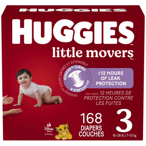 Huggies Little Movers Baby Diapers,Econo pack Size 3 (16-28 lbs), 168 Count - Walmart.ca