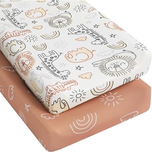 Yoofoss 2-Pack Diaper Changing Pad Cover for Boys Girls 32x16 (Animal)