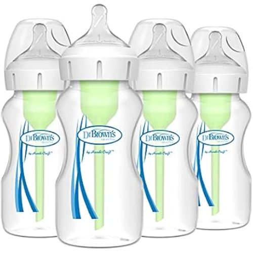Dr. Brown's Anti-Colic Options+ Wide-Neck Baby Bottle, 9 oz, 4-Pack