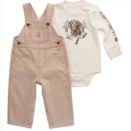 Boys' 2-Piece Long Sleeve Bodysuit & Stripe Overall Set (Baby) | Gifts for Everyone | Carhartt
