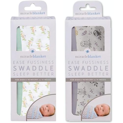 Miracle Blanket Swaddle Wrap – Help Your Newborn Sleep Longer - Camper - Forest Owls Bundle