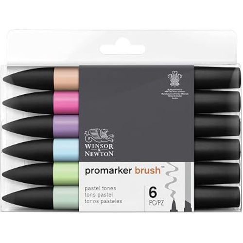 Winsor & Newton ProMarker Brush Set, 6 Count, Pastel Tones