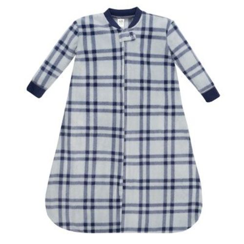 Hudson Baby Infant Boys Long-Sleeve Fleece Sleeping Bag, Gray Navy Plaid