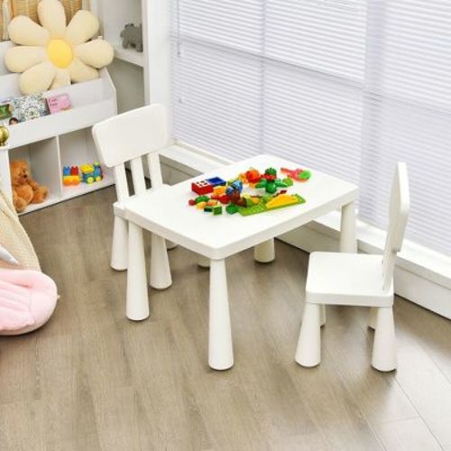 Costway Kids Table & 2 Chairs Set Toddler Activity Play Dining Study Desk Baby Gift White
