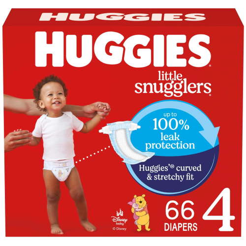 Huggies Little Snugglers Hypoallergenic Baby Diapers, Size 4, 66 Ct with GentleAbsorb Liner