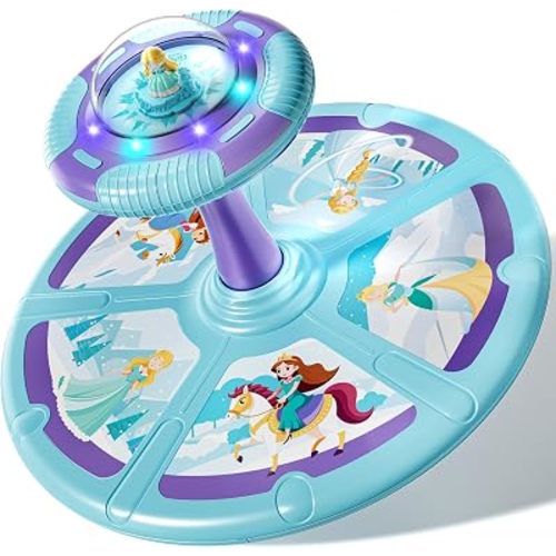 Lehoo Castle Princess Sit and Spin Toys for Toddlers 1-3, 360° Musical Sit n Spin with Quiet Mode & Soft Lights, Sensory Balance Indoor Play, Birthday Gift for 1 2 3 Year Old Girls