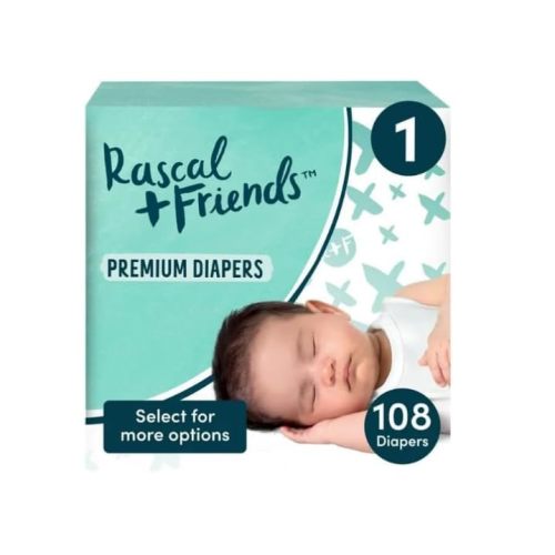 Rascal + Friends Premium Diapers, Size 1, 108 Count