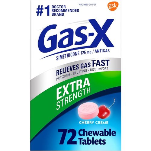 Gas-X Extra Strength Chewable Gas Relief Tablets with Simethicone 125 mg for Bloating Relief, Cherry - 72 Count