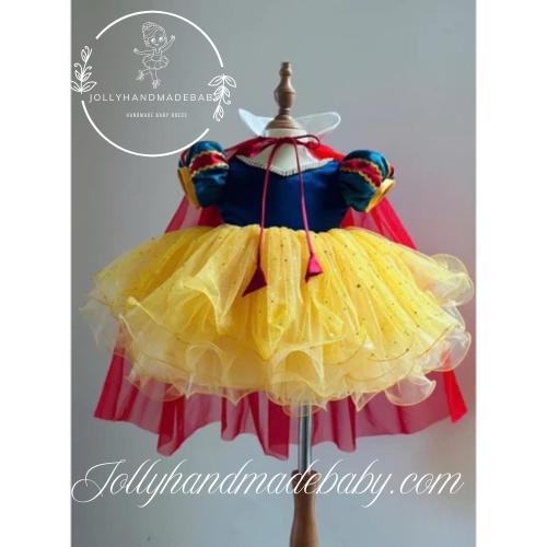 Snow White Baby Dress: Royal Princess Costume with Hair Bow