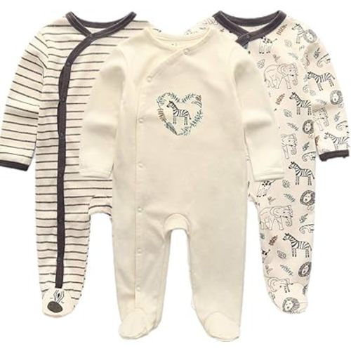 Kiddiezoom Baby and Toddler Boys'Snug Fit Footed One-Piece Romper Jumpsuit Cotton Cotton Footed Outfit
