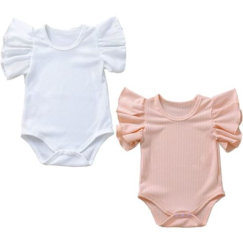Newborn Infant Baby Girl Solid Ruffle Romper Bodysuit Jumpsuit Casual Clothes One Piece Outfit