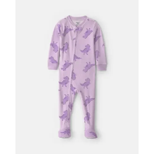 Baby Girl 1-Piece Dino 2-Way Zip DreamPlush Snug Fit Footed Pajama - Purple | Carter's