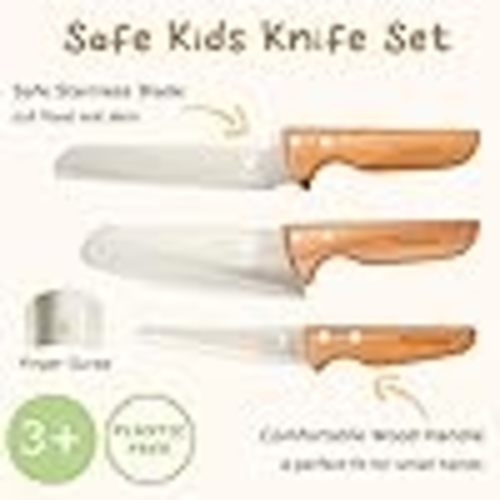 Amazon.com: Kibbidea Kids Knife Set for Real Cooking Safe, 4pcs Kids Kitchen Cutting Chopping Knives, Stainless Steel Blades, Metal Children First Starter knife, BPA-free Tool (Silver): Home & Kitchen