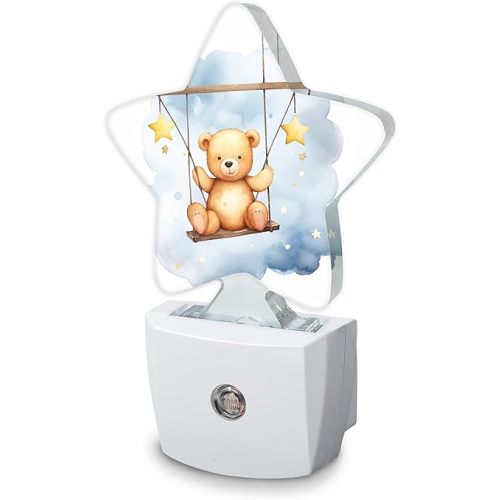 Teddy Bear Night Light,Plug-in Wall Led Night Lights Decor for Boys Girls Room,Dusk to Dawn Sensor Wall Lamp for Bedroom/Bathroom/Hallway,0.5w