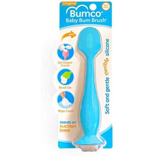 Bumco Baby Bum Brush Original Diaper Rash Cream Applicator, Soft Flexible Silicone Brush, Unique Gift [Blue]