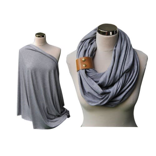 Modern nursing cover up, nursing infinity scarf, breastfeeding cover, baby shower gift, heather grey nursery shawl