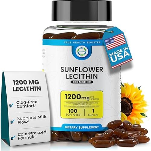 Organic Sunflower Lecithin 1200mg, Breastfeeding Support for Moms 100 Count