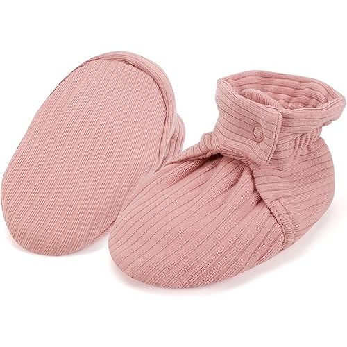 Baby Booties Organic Cotton Infant Bootie Warm Cozy Soft Sock Shoes Adjustable Boots for Newborn Boys Girls
