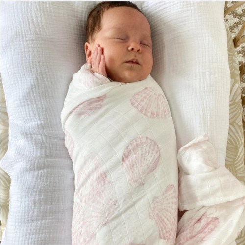 Organic Bamboo Cotton Swaddle (Sea Shells)