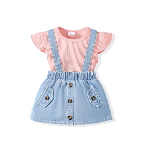 SODLON Newborn Baby Girl Clothes Dresses Outfits Gifts Romper Top Overalls Dress Suspender Skirt Sets for Infant Girls