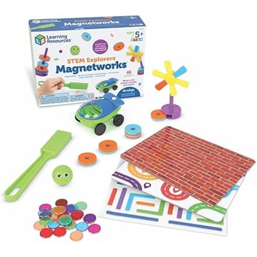 Learning Resources STEM Explorers Magnetworks, Magnetic Science Set, Physics Experiment Toys for Kids, Kindergarten and Preschool Classroom, Force and Motion Kit for Boys and Girls, Ages 5 and Up