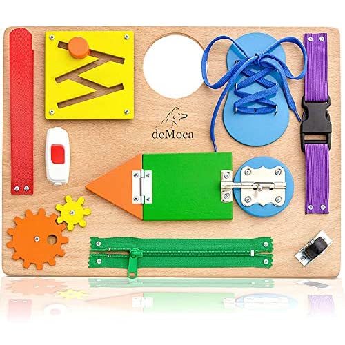Montessori Busy Board for Toddlers - Wooden Sensory Toys - Toddler Preschool Learning Activities for Fine Motor Skills Travel Toy – Educational Learning Toys for 3 Years Old Boys & Girls