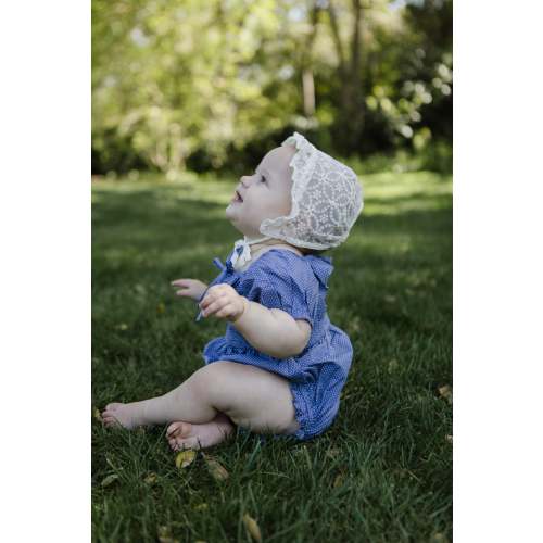 Baby Rae Romper in Blue Polka Dot