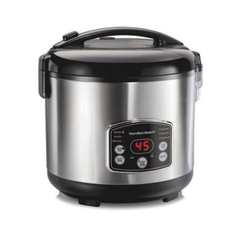 Hamilton Beach 14-Cup Rice Cooker - Black: 6 Settings, Cool Touch, Dishwasher-Safe, Steam Tray, 1-Year Warranty