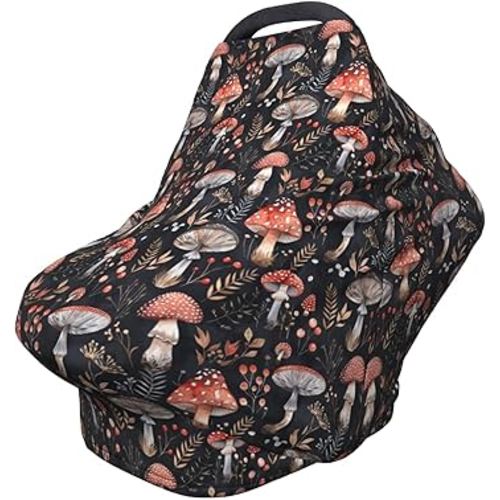 Mushroom Baby Car Seat Cover, Multi Use Stroller Cover, Breastfeeding Cover, Mushroom Baby Stuff