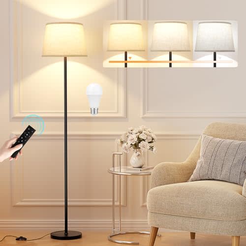 Raexpectis 【Upgraded Floor Lamps for Living Room, Modern Floor Lamp with Remote Control, Dimmable Colors Temperature Standing Lamp Foot Switch, 9W LED Bulb Tall Lamps for Bedroom Office Kid Room