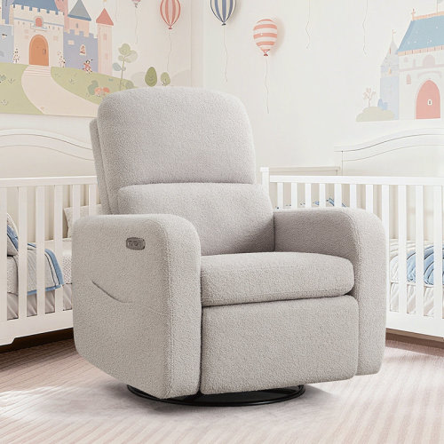 Latitude Run® Reiby Modern Upholstered Manual Recliner Nursery Chair with Swivel and rocker | Wayfair