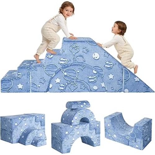 MeMoreCool Foam Climbing Toddler Couch – Modular Kids Sofa with Slide & Stair | Convertible Baby Couch for Playroom, Sectional Furniture for Crawling, Climbing, Kids’ Play