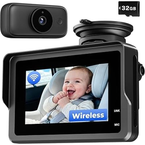 Shaogax Wireless Baby Car Camera – 10000mAh Battery, 4.3'' Screen & 1080P HD Car Baby Monitor with Night Vision, 360° Adjustable View Facing Back Seat Monitor for Baby,Newborn,Pets