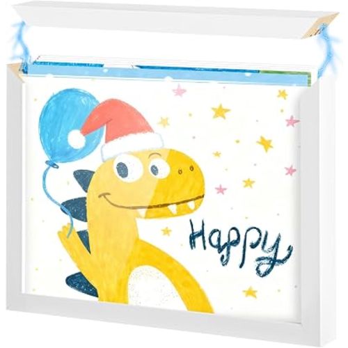 Kids Art Frames – Changeable 8.5x11 with Magnetic Front Opening, Wooden Kids Artwork Display for Wall with Storage 150 Sheets, Toddler Art Work Project Picture Frame for 3D Art & School Work, Mounting Hardware Included