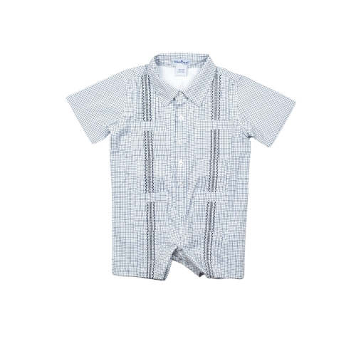 Guayabera - Classic Blue Short Sleeve Romper