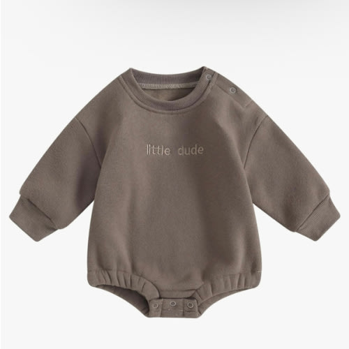 VISGOGO Newborn Infant Baby Boy Girls Oversized Romper Little Dude Sweater Onesie Coming Home Outfit Neutral Clothes