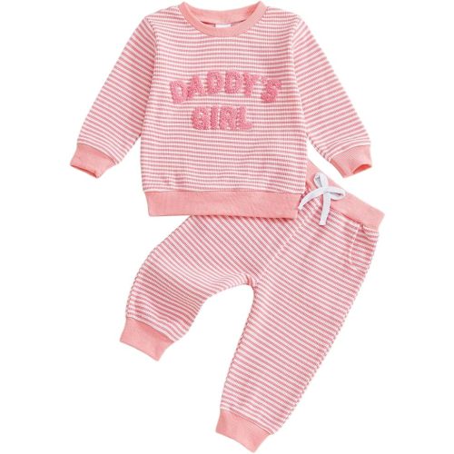 Baby Girl Fall Winter Outfit Daddys Girl Letter Long Sleeve Sweatshirt and Stretch Pants 6 12 18 24M Clothes Set