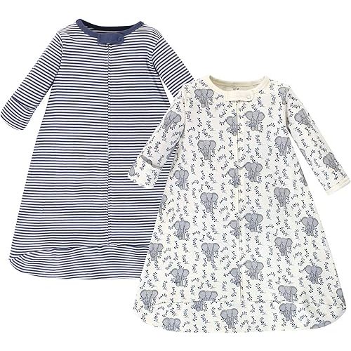 Touched by Nature Unisex Baby Organic Cotton Long-Sleeve Wearable Sleeping Bag, Sack, Blanket, Elephant, 3-9 Months