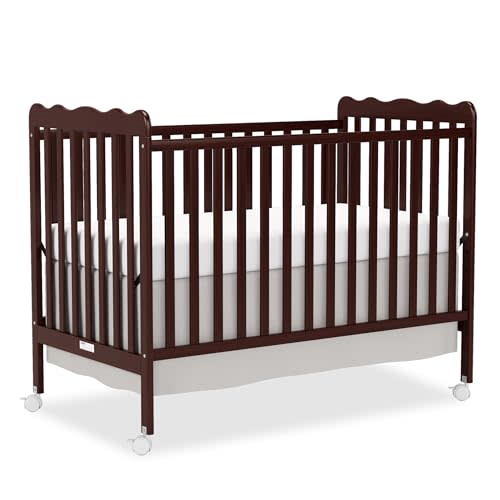 4-in-1 Convertible Wood Baby Crib, Toddler Bed & Daybed (Espresso) | Locking Wheels, 3 Heights, Non-Toxic Finish, Easy Assembly, Sturdy Design, Fits Standard Full-Size Crib Mattress