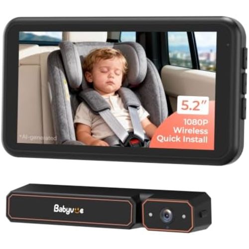 Babyvue BV6 Wireless Baby Car Camera Fast Setup, No Wiring Car Baby Monitor