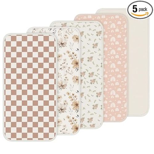 Muslin Changing Pad Liners, 5-pack | Neutral | Amazonhange Mat Checkerboard Change Pads Covers for Baby(Blue,Neutral)