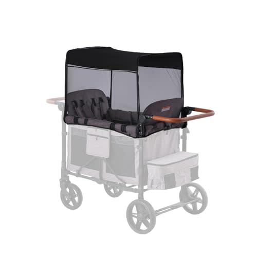 SeedFuture Mosquito Net Cover for W4 Stroller Wagon, Mosquito Net Compatible with WONDERFOLD W4 Black