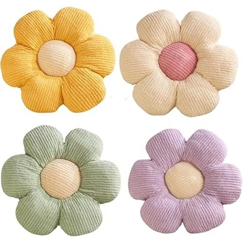 XIAIJIA 4 Pcs Flower Pillow Flowers Shaped Pillow Cushion Decorative Daisy Pillow for Bed Cute Throw Pillow Flower Floor Pillow Soft Seat Cushion 15.7"