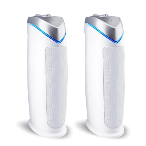 GermGuardian HEPA Air Purifier - Large Room Air Purifier for Bedroom, Office, Dorm, and Home - Filters Pet Dander, Dust, Pollen, Smoke, Scents - AC4825W2PK - 22" Tower - White - 2-Pack