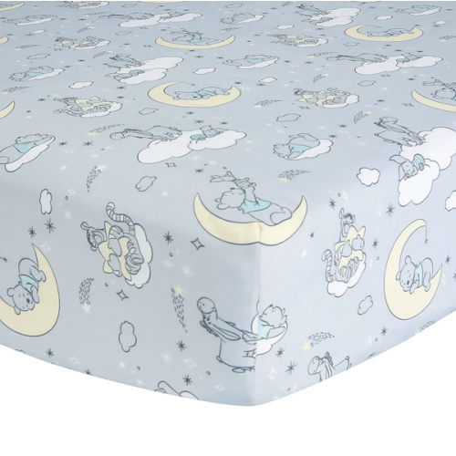 Winnie the Pooh Cozy Friends Gray Fitted Crib Sheet