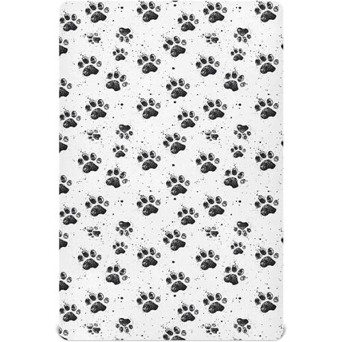 Black White Dog Paw Print Pattern Crib Sheet for Boys Girls Stretch Baby Toddler Crib Fitted Sheets Soft Fitted Baby Mattress Cover Bed Sheet for Unisex Newborn Crib Mattress M