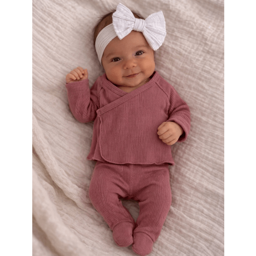 Organic Waffle Kimono & Pant Set, Winterberry